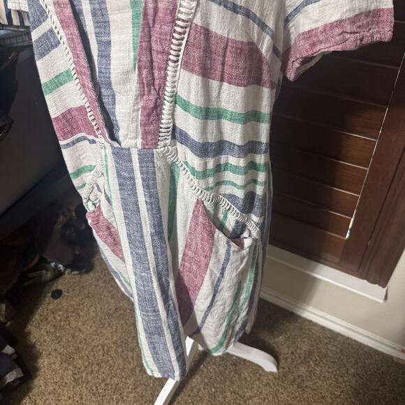 JUSTFAB Linen Blend Stripe Shift Dress Swim Cover Up Women's XL FLAW - Picture 4 of 10